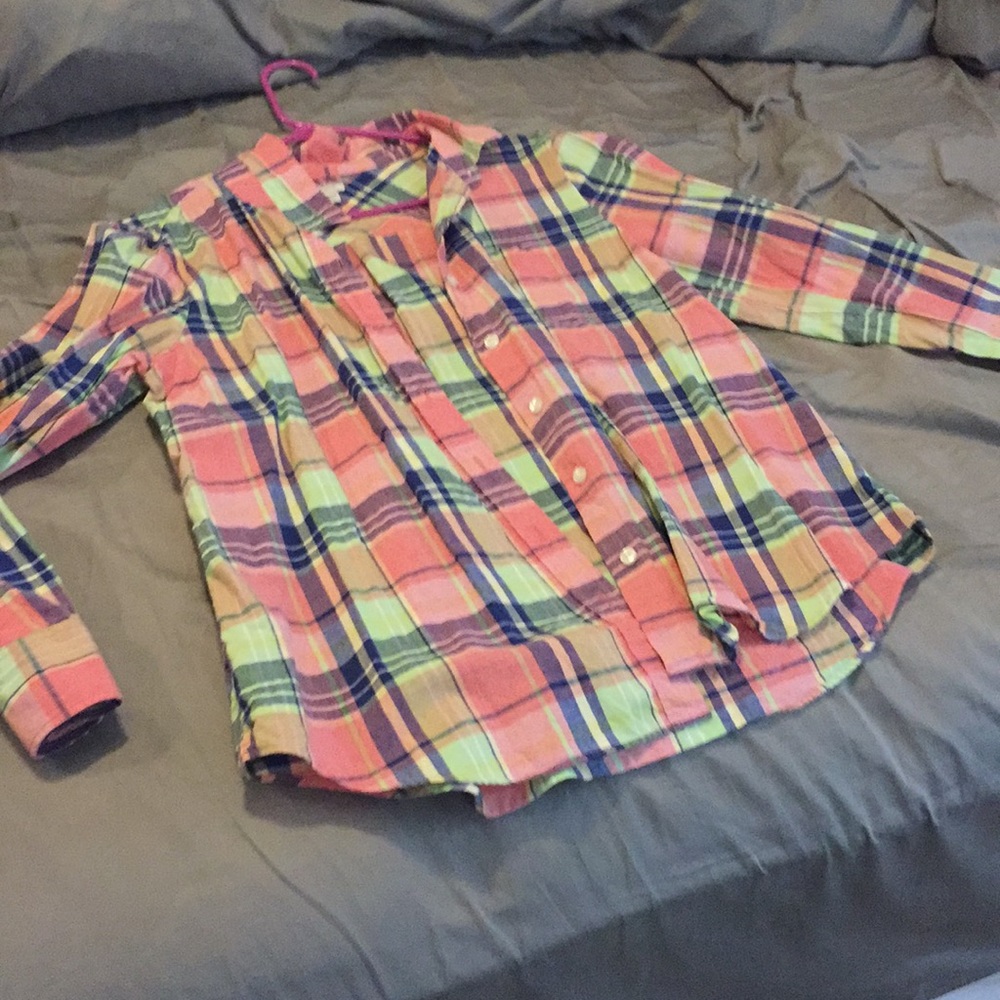 Pink and blue plaid cotton flannel